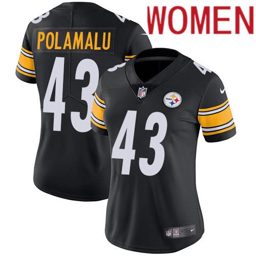 Women Pittsburgh Steelers #43 Troy Polamalu Nike Black Vapor Limited NFL Jersey